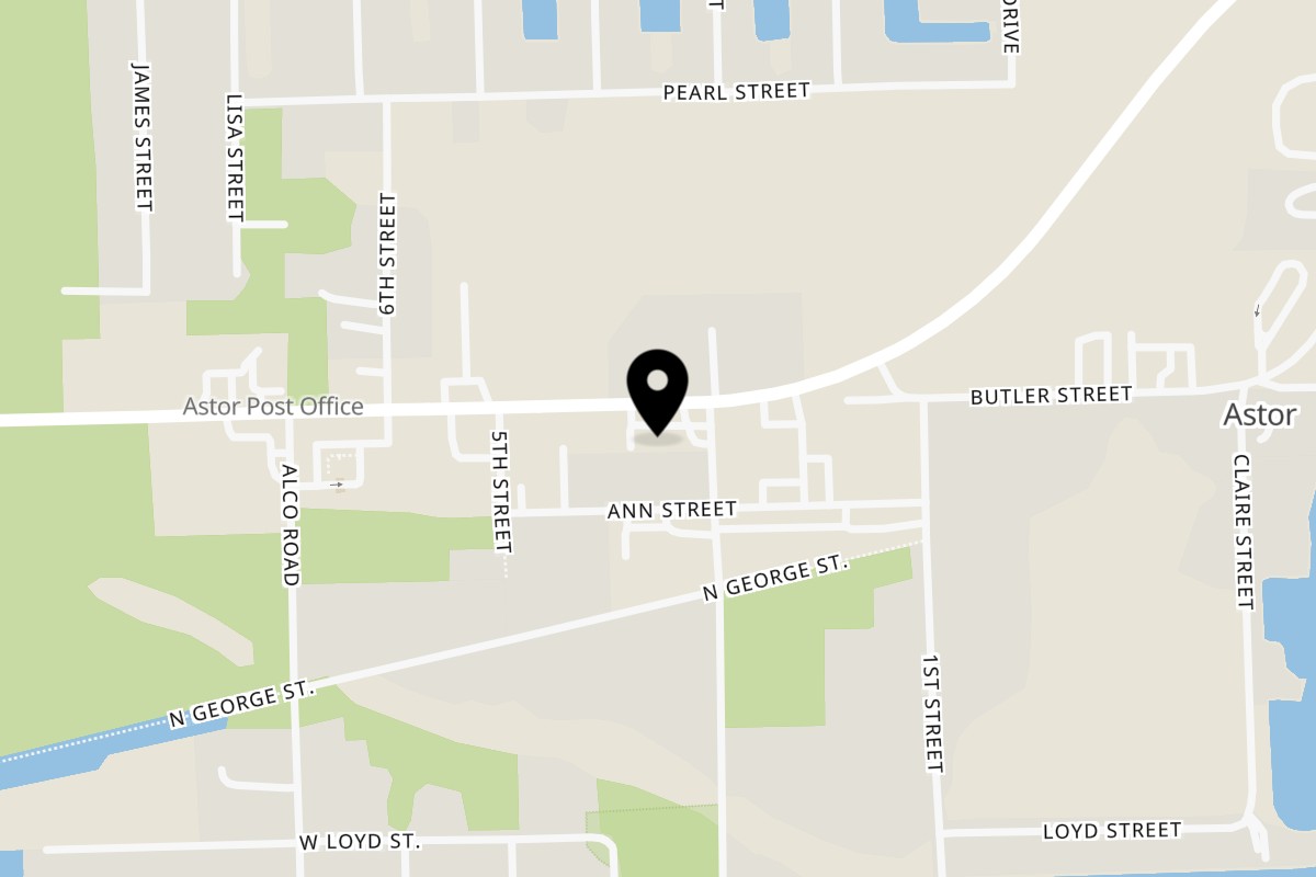 Map showing the location of Sparky's Place Restaurant on 24646 FL-40 in Astor